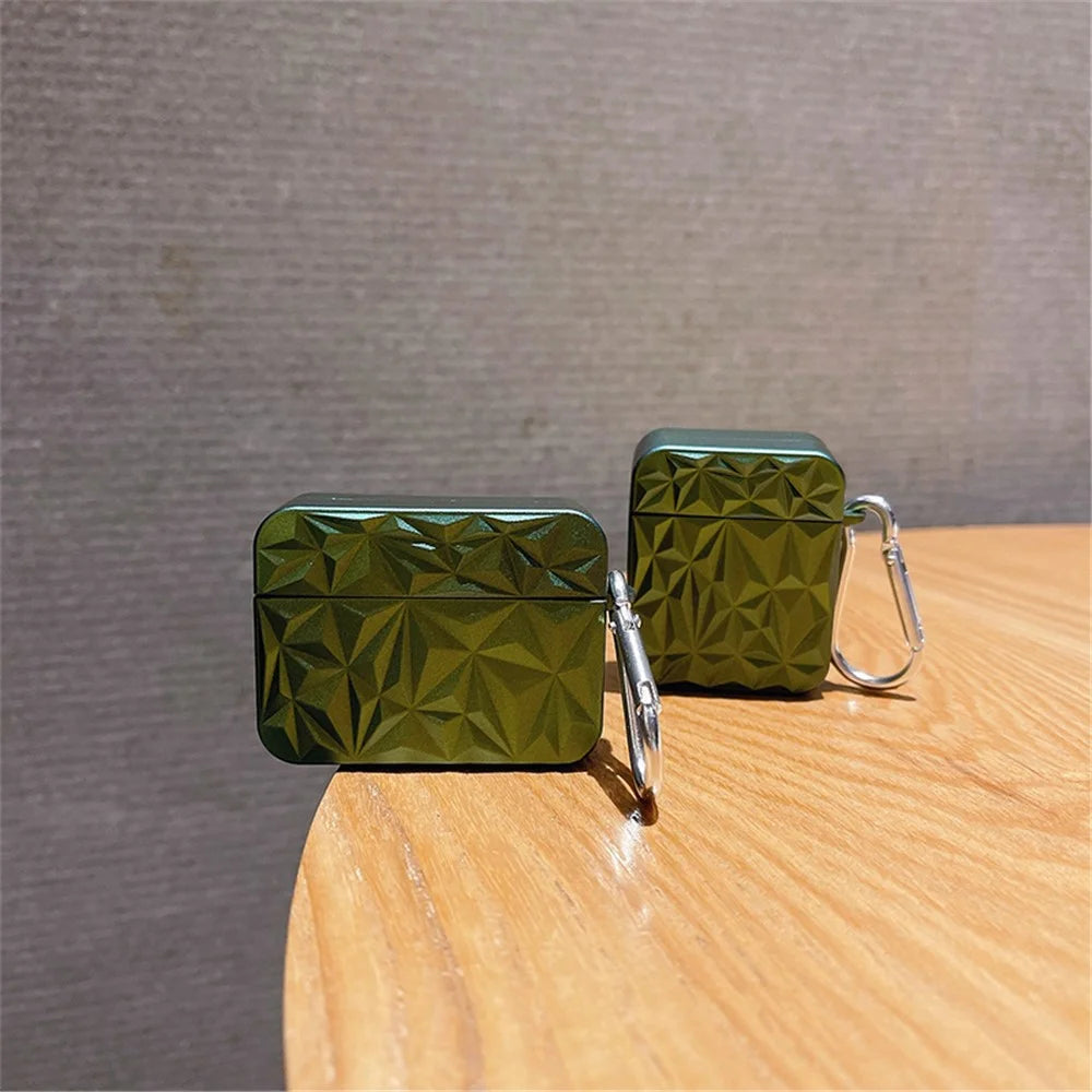 For Apple AirPods Pro Diamond Texture Protective Case Hard PC Anti-drop Anti-dirt Cover - Green - 5