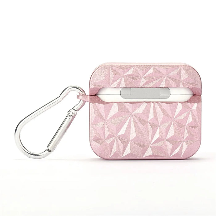 For Apple AirPods 3 Stylish Diamond Texture Protective Case Hard PC Drop-proof Cover - Pink - 2
