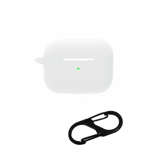For AirPods Pro 2 Bluetooth-compatible Earphone Soft Silicone Protective Case Drop-proof Cover with Anti-lost Buckle - White - 1