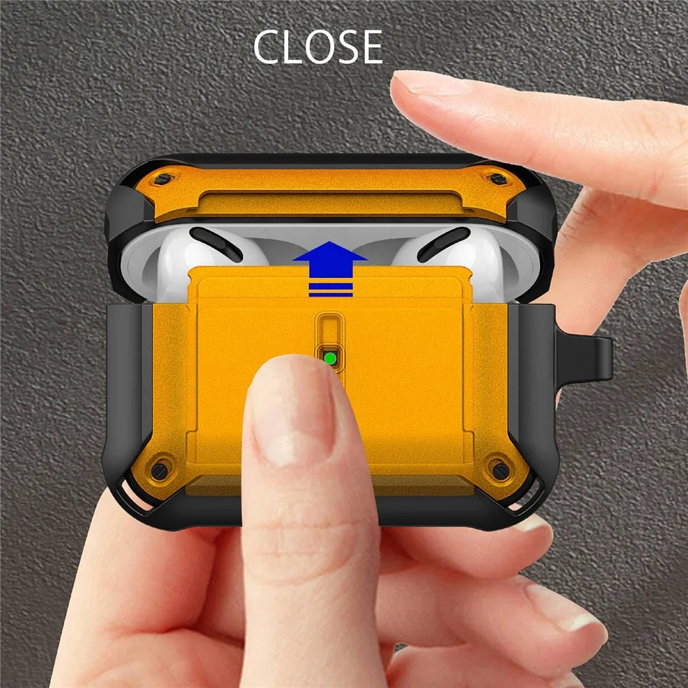 For Apple AirPods Pro Charging Case Cover Dual Color Protective Cover Slide Open TPU+PC Case - Black / Red - 4