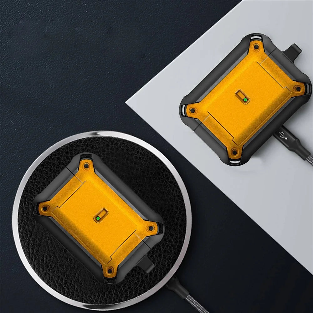 For Apple AirPods Pro Charging Case Cover Dual Color Protective Cover Slide Open TPU+PC Case - Black / Red - 6