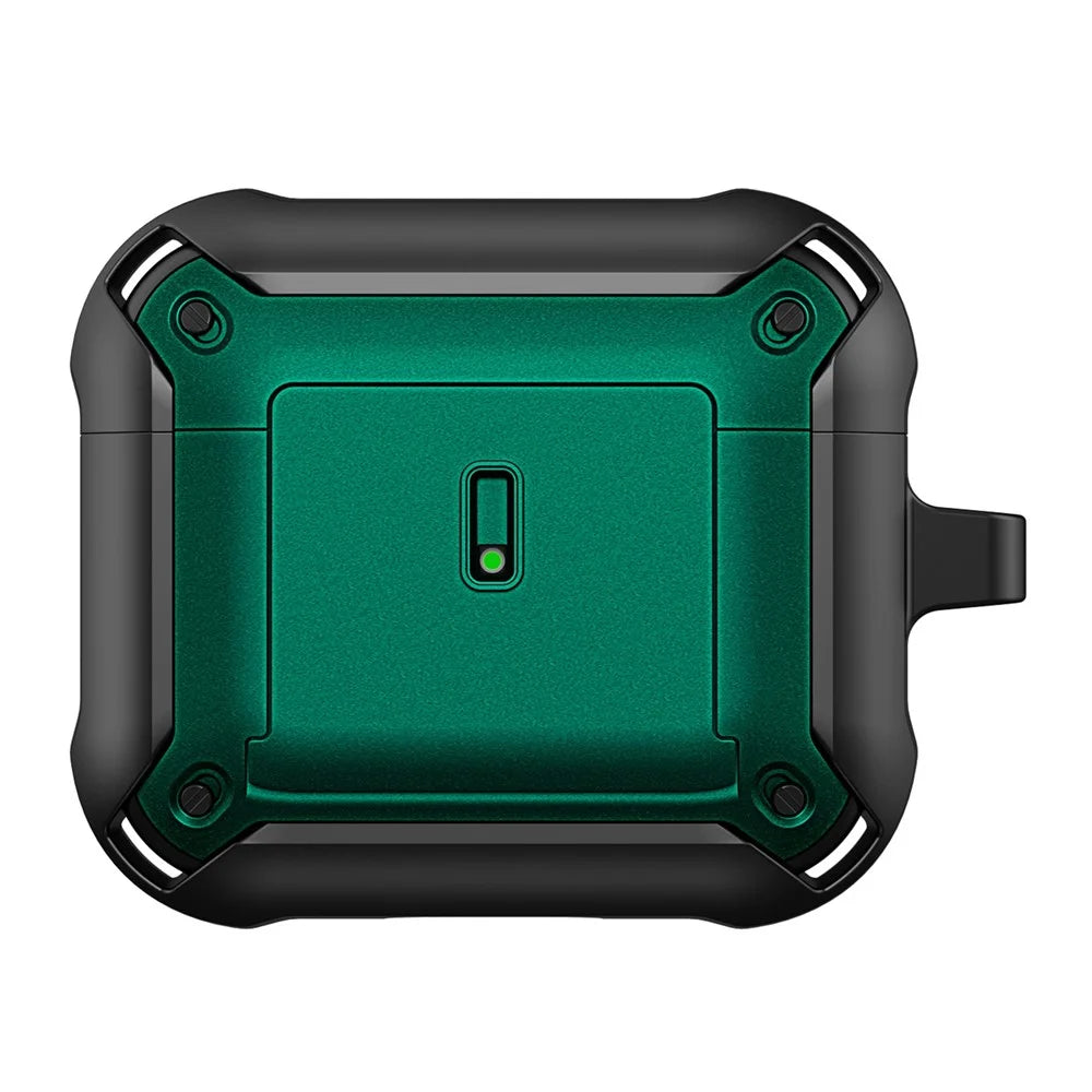 For Apple AirPods 3 Charging Case Cover Drop Proof Dual Color Protective Cover Slide Open TPU+PC Case - Black  /  Green - 1