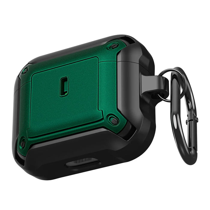 For Apple AirPods 3 Charging Case Cover Drop Proof Dual Color Protective Cover Slide Open TPU+PC Case - Black  /  Green - 2