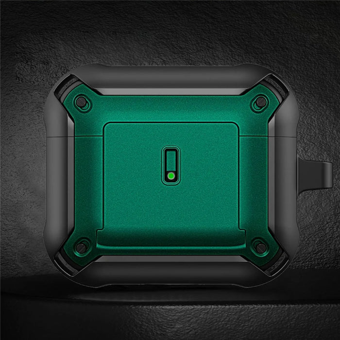For Apple AirPods 3 Charging Case Cover Drop Proof Dual Color Protective Cover Slide Open TPU+PC Case - Black  /  Green - 3