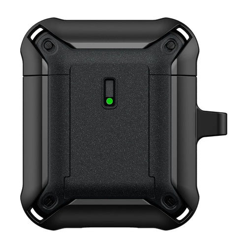 For Apple AirPods with Charging Case (2016)  /  (2019)  /  AirPods with Wireless Charging Case (2019) Dual Color Protective Cover Slide Open TPU+PC Case - Black - 1