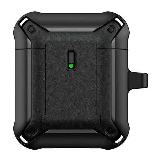 For Apple AirPods with Charging Case (2016)  /  (2019)  /  AirPods with Wireless Charging Case (2019) Dual Color Protective Cover Slide Open TPU+PC Case - Black - 1