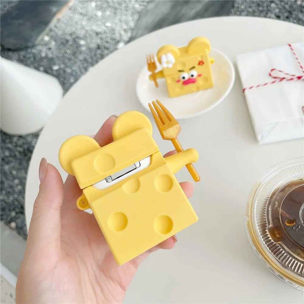 For AirPods with Charging Case (2016) / (2019) / AirPods with Wireless Charging Case (2019) Funny Cartoon Cheese Earphone Case Silicone Protective Cover - 4