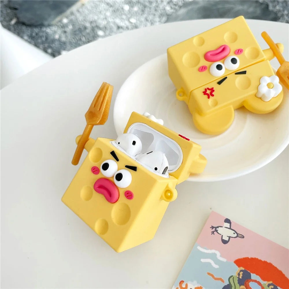 For AirPods with Charging Case (2016) / (2019) / AirPods with Wireless Charging Case (2019) Funny Cartoon Cheese Earphone Case Silicone Protective Cover - 5