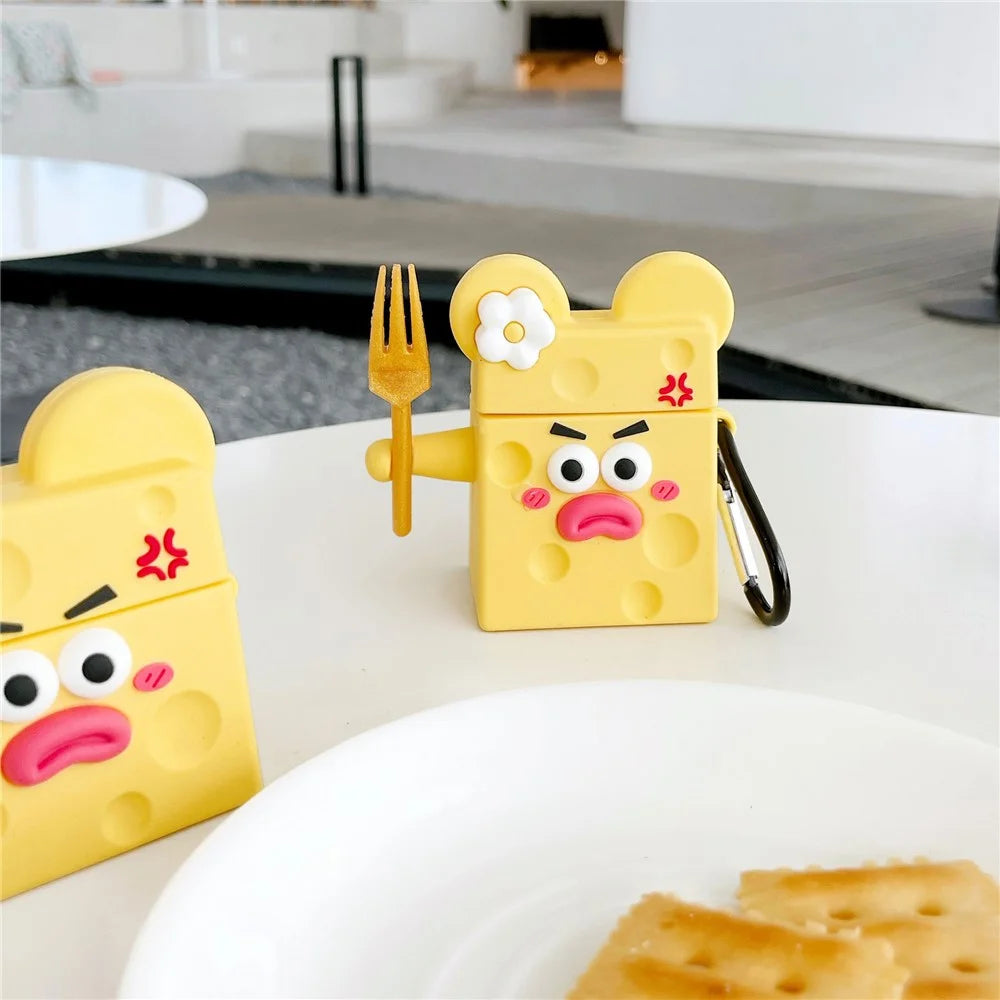 For AirPods with Charging Case (2016) / (2019) / AirPods with Wireless Charging Case (2019) Funny Cartoon Cheese Earphone Case Silicone Protective Cover - 7