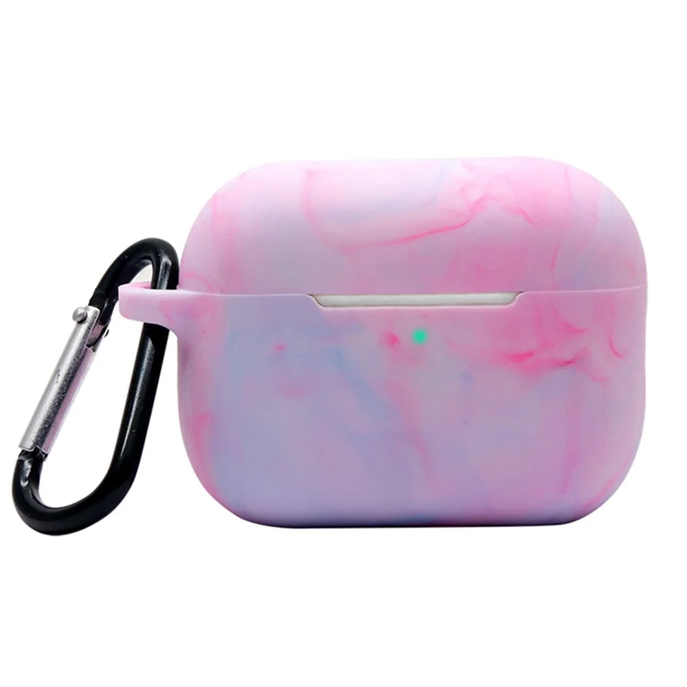 For AirPods Pro 2 Stylish Soft Silicone Protective Case Bluetooth-compatible Earphone Drop-proof Cover with Carabiner - Purple - 1
