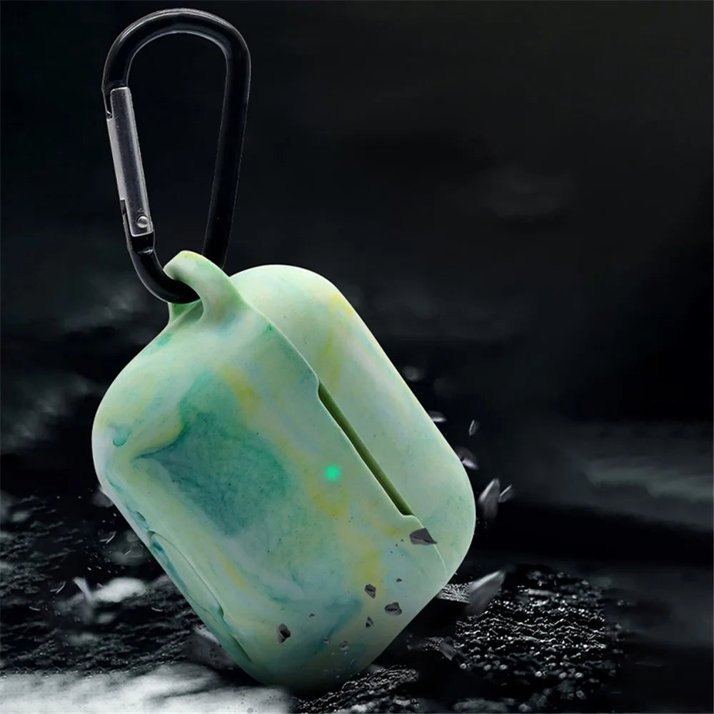 For AirPods Pro 2 Stylish Soft Silicone Protective Case Bluetooth-compatible Earphone Drop-proof Cover with Carabiner - Purple - 6