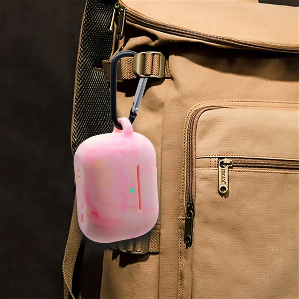For AirPods Pro 2 Stylish Soft Silicone Protective Case Bluetooth-compatible Earphone Drop-proof Cover with Carabiner - Purple - 7