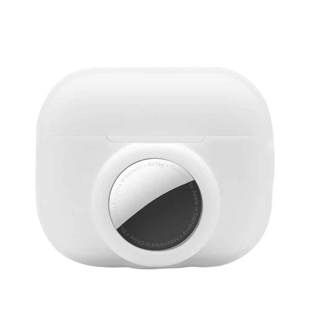 For Apple AirPods Pro 2 + for AirTag Case Silicone Protective Cover - White - 1