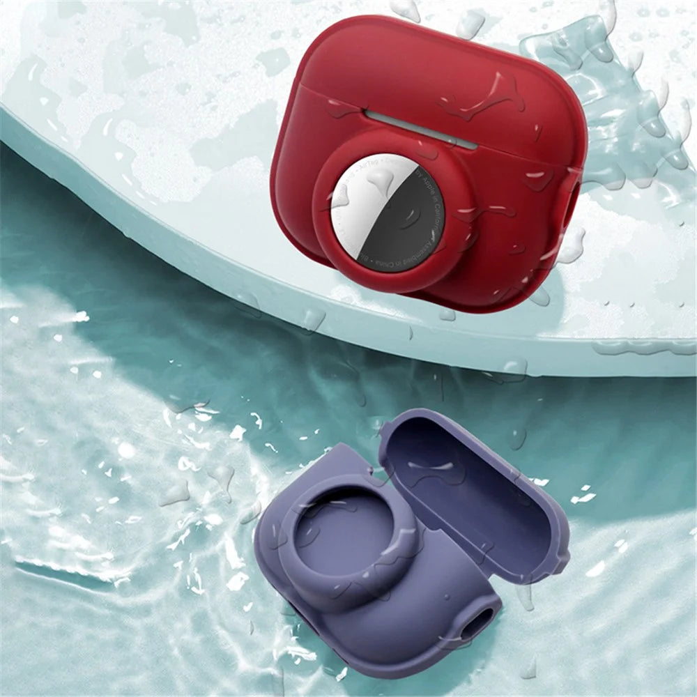 For Apple AirPods Pro 2 + for AirTag Case Silicone Protective Cover - White - 2