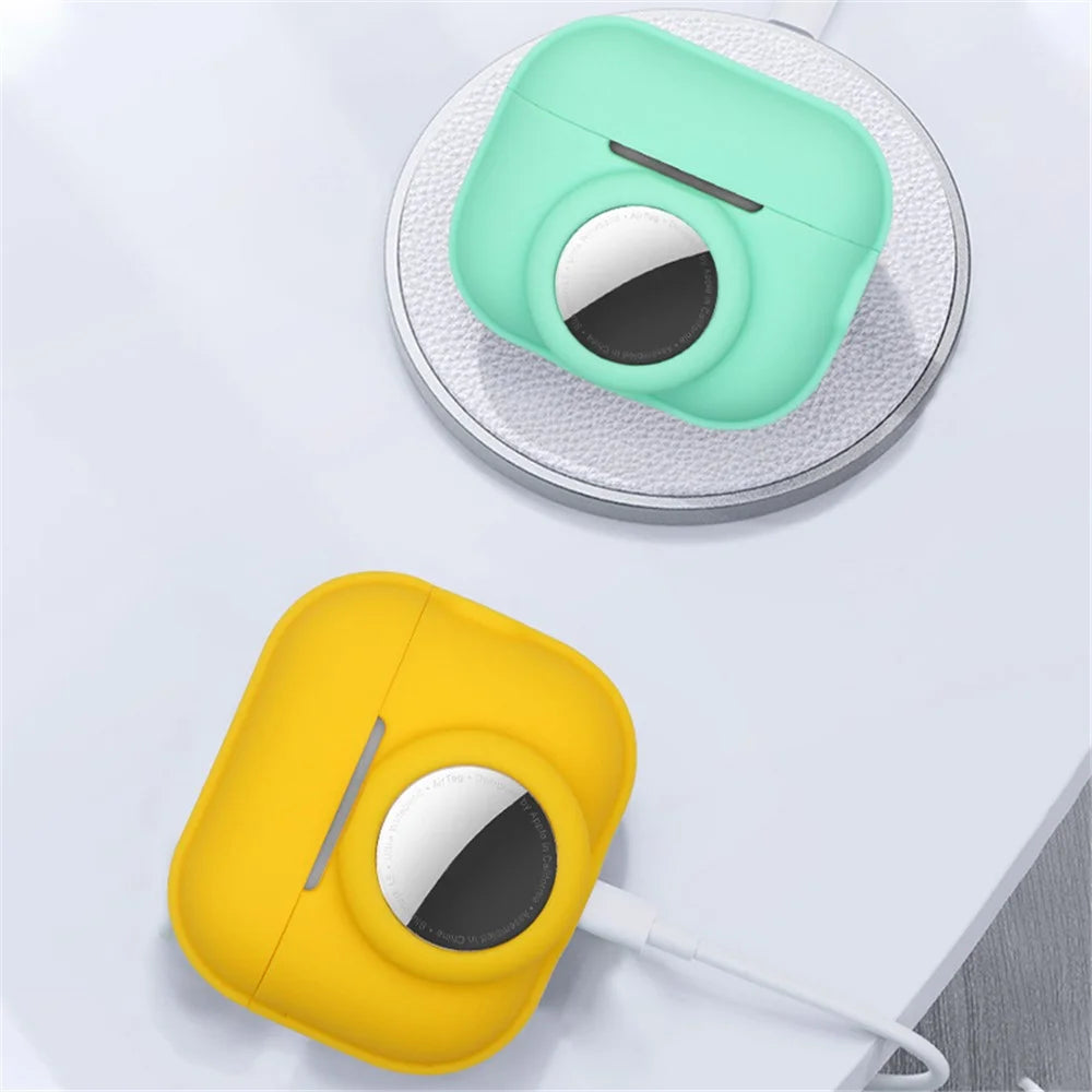 For Apple AirPods Pro 2 + for AirTag Case Silicone Protective Cover - White - 4