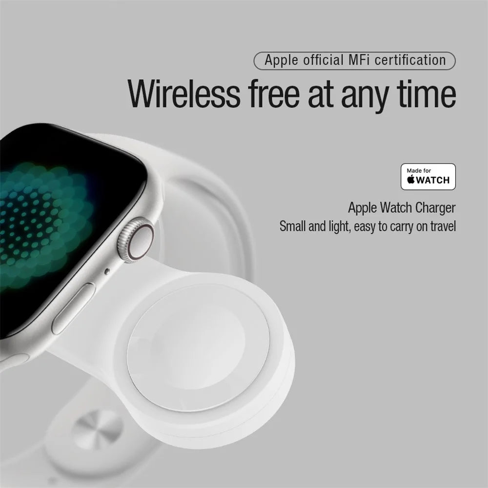 NILLKIN MFi Certified Charger for Apple Watch, Mini Travel Magnetic Wireless Charger with Type C Adapter Plug - 4