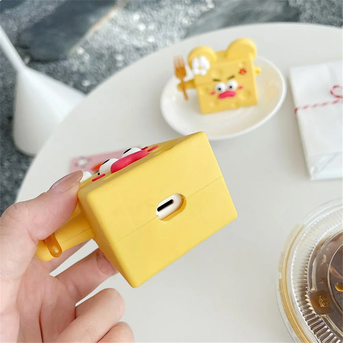 For Apple AirPods 3 Funny Cartoon Cheese Design Bluetooth-compatible Earphone Drop-proof Case Silicone Protective Cover - 4
