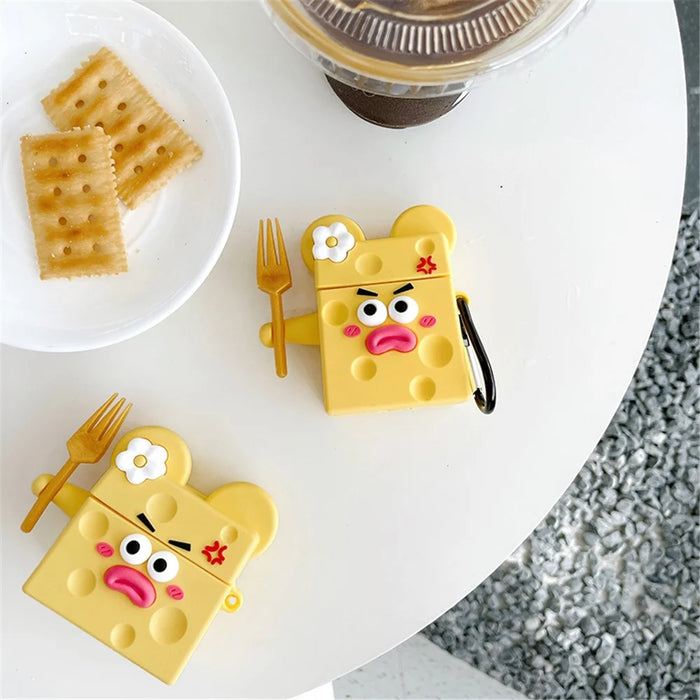 For Apple AirPods 3 Funny Cartoon Cheese Design Bluetooth-compatible Earphone Drop-proof Case Silicone Protective Cover - 6
