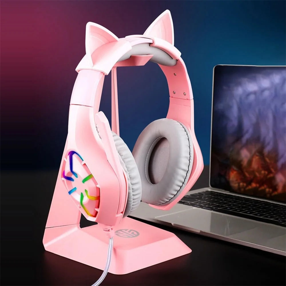 G501 Desktop Over-ear Headphone Stand ABS Gaming Headset Display Holder Mount with Solid Base - Pink - 2