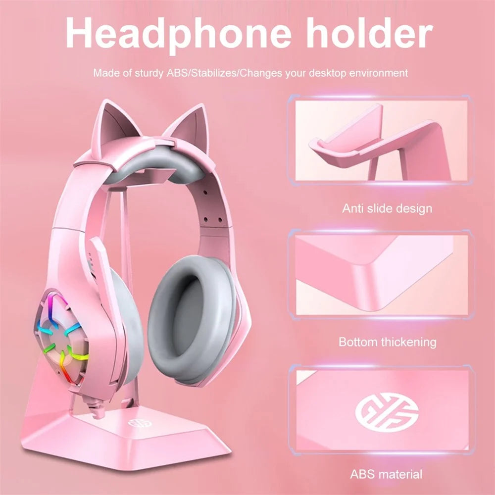 G501 Desktop Over-ear Headphone Stand ABS Gaming Headset Display Holder Mount with Solid Base - Pink - 4
