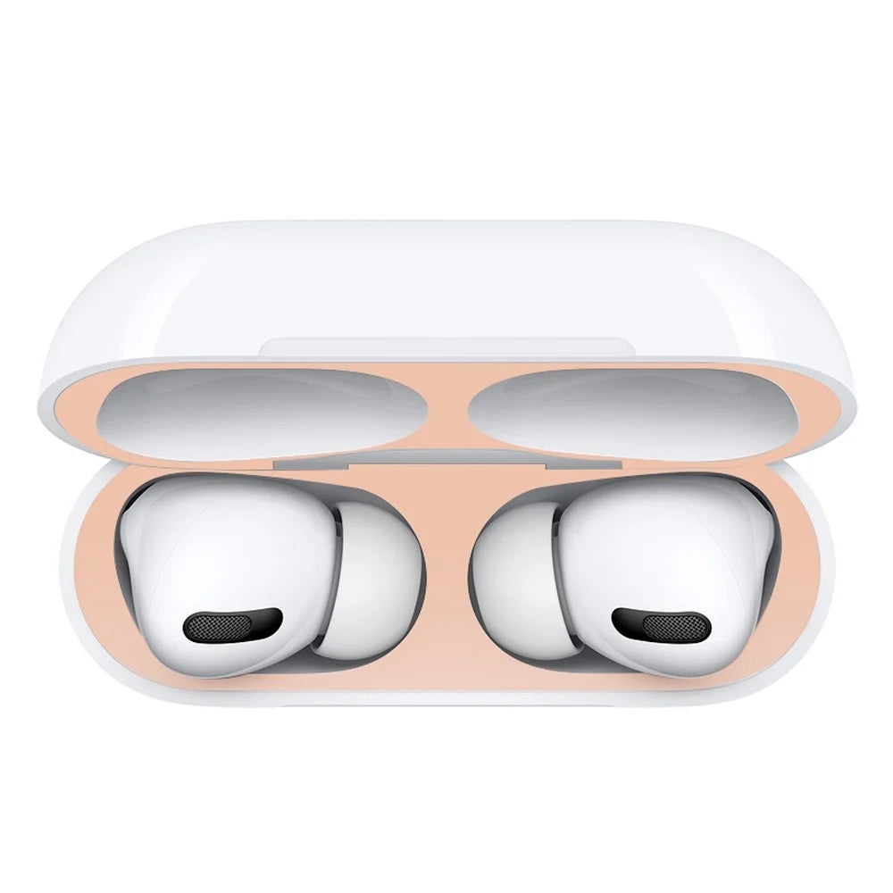 For AirPods Pro (Gen 2) (USB-C) / Pro 2 Bluetooth-compatible Earphone Charging Case Metal Sticker Anti-dust Protective Decals - Rose Gold - 3