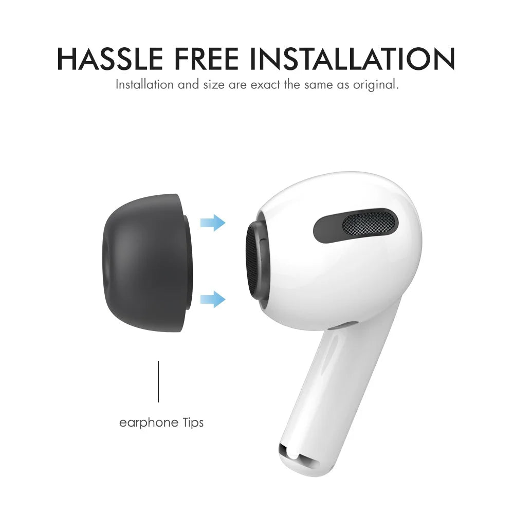 AHASTYLE PT99-1 1 Pair Earbud Ear Tips for Apple AirPods Pro 2 / AirPods Pro Bluetooth-compatible Earphone Silicone Caps Covers Replacement - Black / S - 4