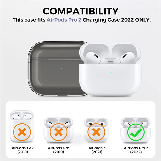 AHASTYLE WG94 For Apple AirPods Pro 2 Transparent TPU Earphone Case Bluetooth-compatible Earbud Charging Case Anti-scratch Cover with Hand Strap - Transparent Grey - 2