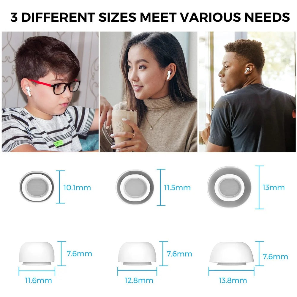 AHASTYLE WG86 6 Pairs Earphone Ear Caps for Apple AirPods Pro 2 / AirPods Pro In-Ear Silicone Earbuds Soft Cover Replacement, Size: S+M+L - White - 3