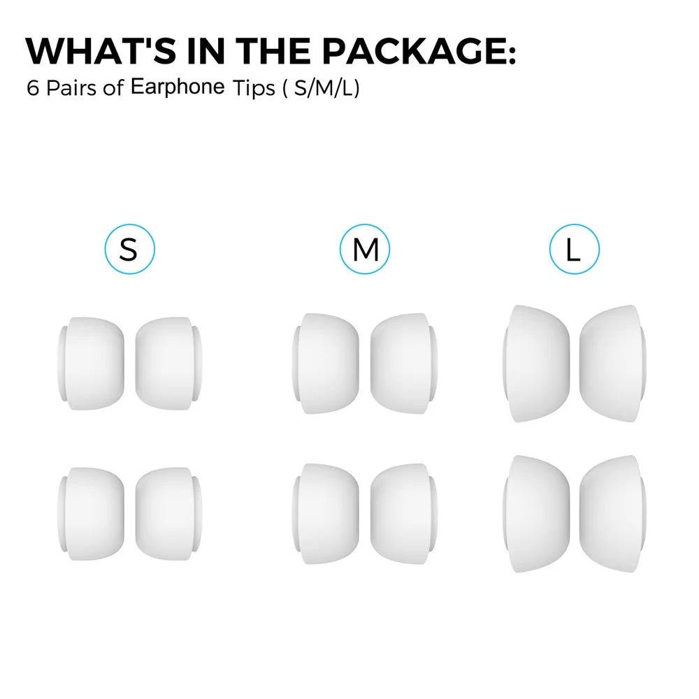AHASTYLE WG86 6 Pairs Earphone Ear Caps for Apple AirPods Pro 2 / AirPods Pro In-Ear Silicone Earbuds Soft Cover Replacement, Size: S+M+L - White - 7
