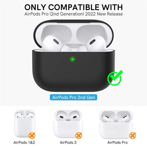 AHASTYLE WE12 Silicone Case for Apple AirPods Pro 2, Two-Piece Design Earbud Earphone Drop-proof Cover with Hand Strap - Black - 2