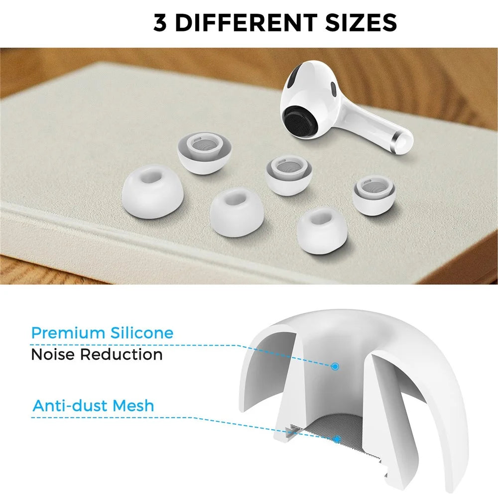 AHASTYLE WG86 3 Pairs for Apple AirPods Pro 2 / AirPods Pro Silicone Caps Earbuds Ear Tips In-Ear Earphone Covers Replacement, Size: S+M+L - 2