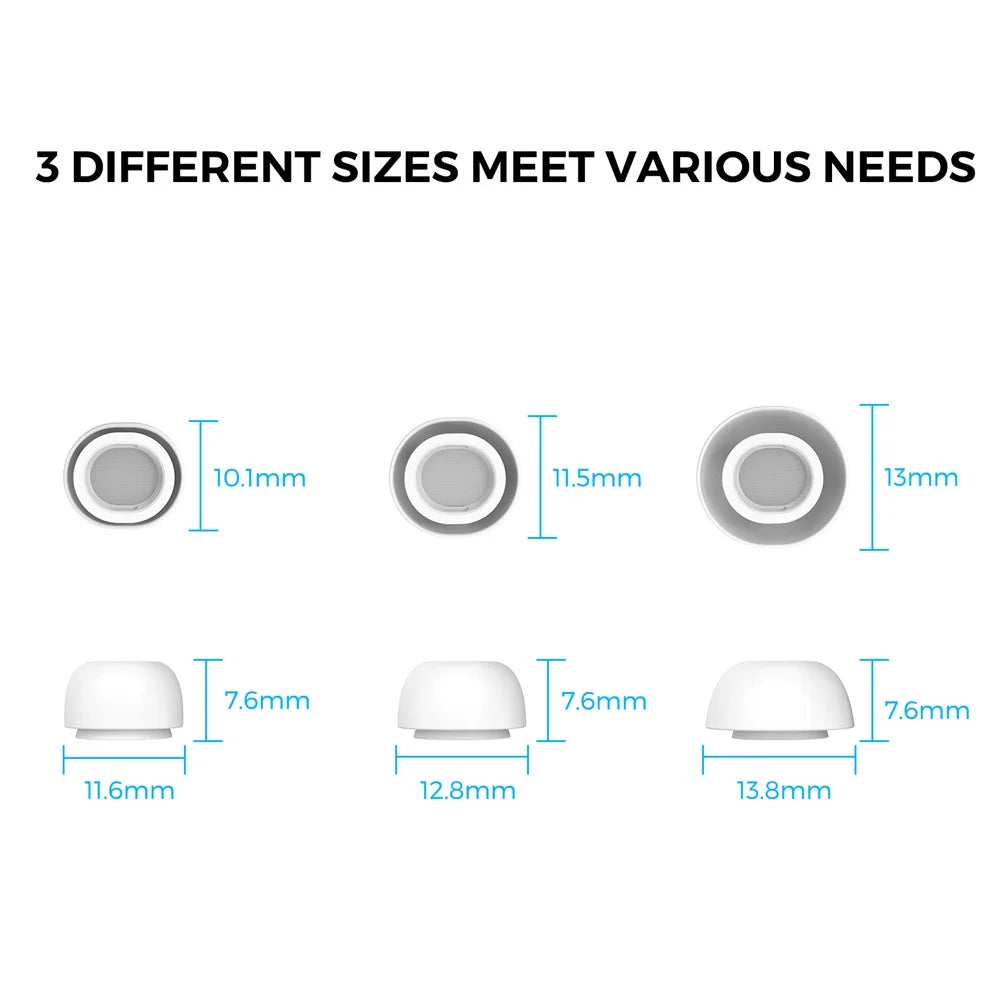 AHASTYLE WG86 3 Pairs for Apple AirPods Pro 2 / AirPods Pro Silicone Caps Earbuds Ear Tips In-Ear Earphone Covers Replacement, Size: S+M+L - 6