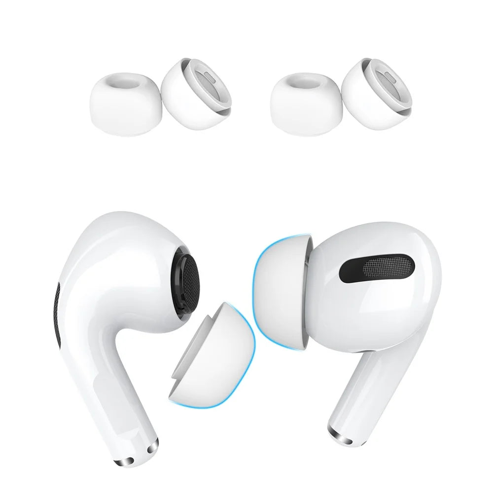 AHASTYLE WG86 2 Pairs for Apple AirPods Pro 2 / AirPods Pro Silicone Ear Caps Earphone Eartips Soft In-Ear Earplugs Cover - S/White - 1