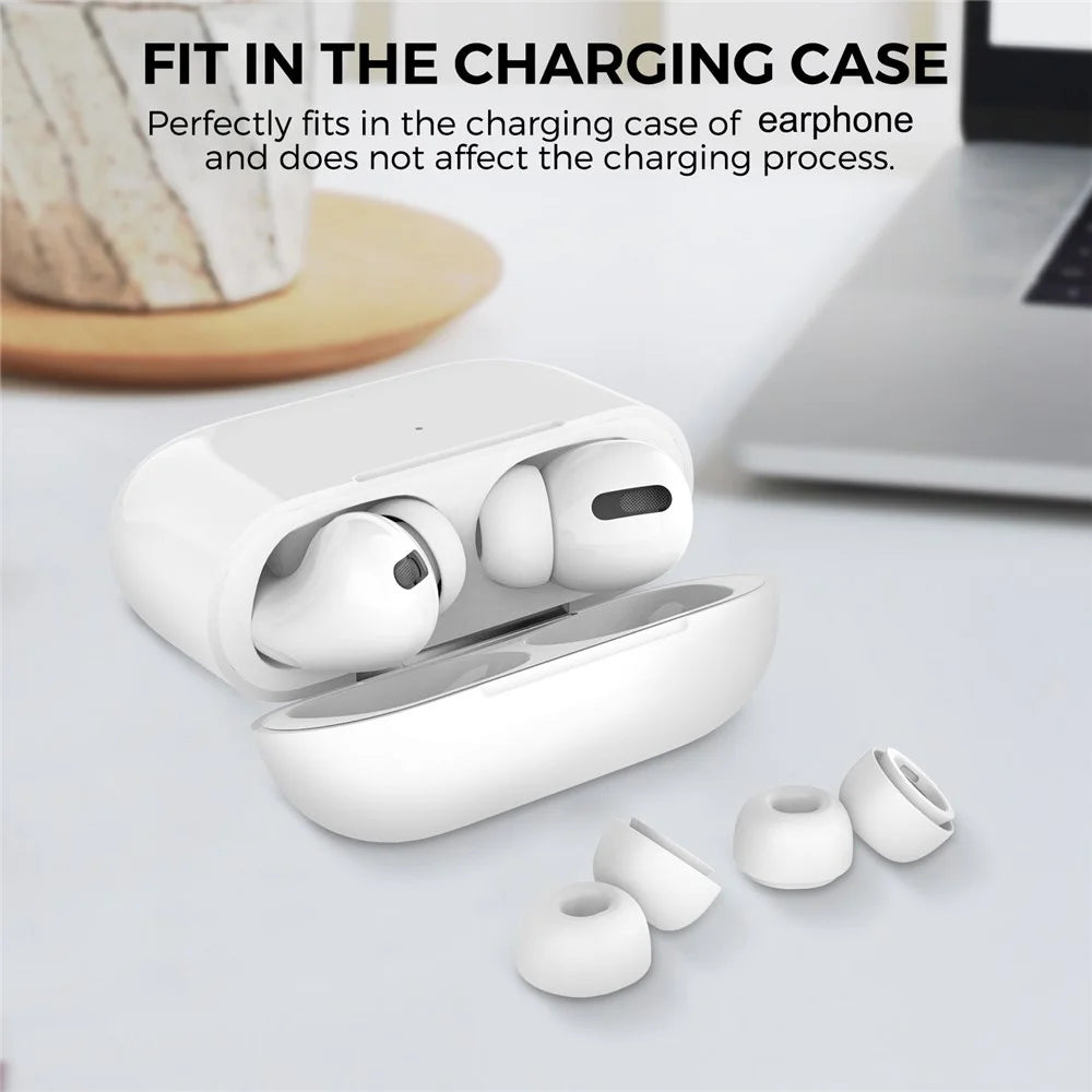 AHASTYLE WG86 2 Pairs for Apple AirPods Pro 2 / AirPods Pro Silicone Ear Caps Earphone Eartips Soft In-Ear Earplugs Cover - S/White - 3