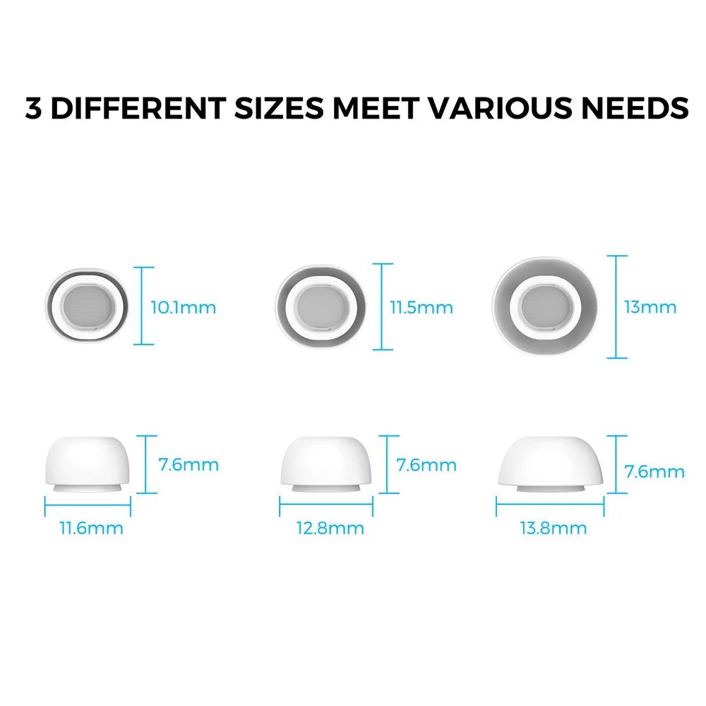 AHASTYLE WG86 2 Pairs for Apple AirPods Pro 2 / AirPods Pro Silicone Ear Caps Earphone Eartips Soft In-Ear Earplugs Cover - S/White - 6