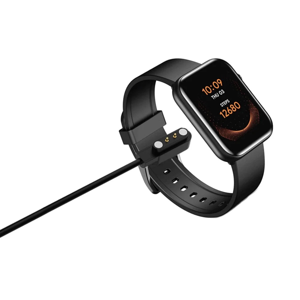 For Oppo Watch Free / Realme TechLife / DIZO Watch 2 Smart Watch Charger Cord 1.2m USB Cable Magnetic Probe Charging Dock - Black - 2