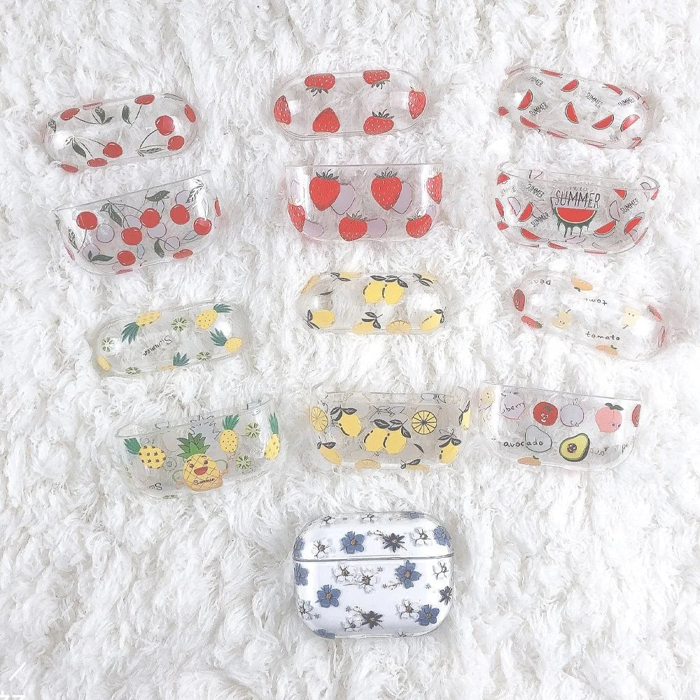 For Apple AirPods Pro (Gen 2) (USB-C) / Pro 2 Hard PC Earbud Case Lacquered Fruit Flower Pattern Bluetooth-compatible Earphone Protective Cover - Style A - 4