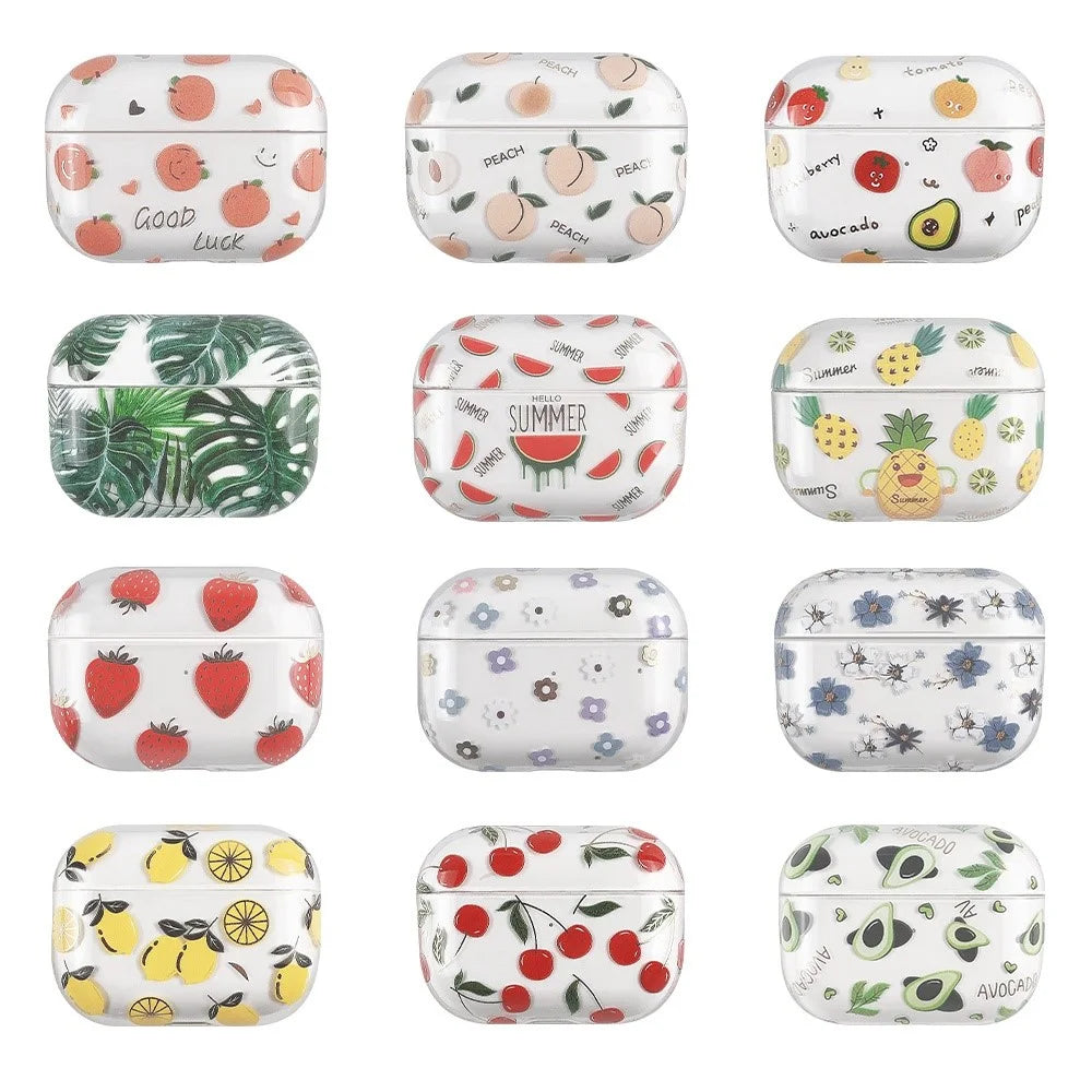 For Apple AirPods Pro (Gen 2) (USB-C) / Pro 2 Hard PC Earbud Case Lacquered Fruit Flower Pattern Bluetooth-compatible Earphone Protective Cover - Style A - 6