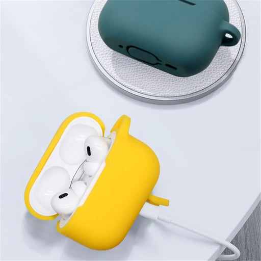 For Apple AirPods Pro 2 Earphone Silicone Case Bluetooth-compatible Earbud Charging Box Anti-drop Cover with Hand Strap and Carabiner - Brown - 2