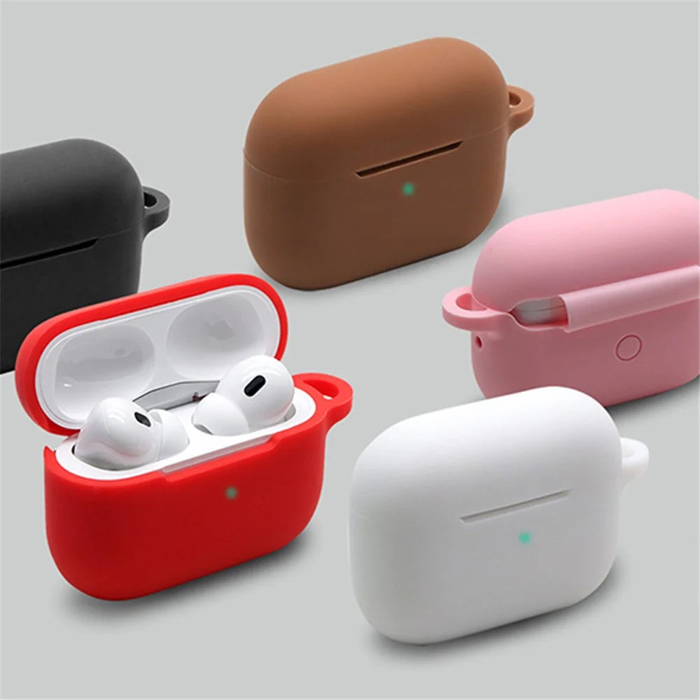 For Apple AirPods Pro 2 Earphone Silicone Case Bluetooth-compatible Earbud Charging Box Anti-drop Cover with Hand Strap and Carabiner - Brown - 7
