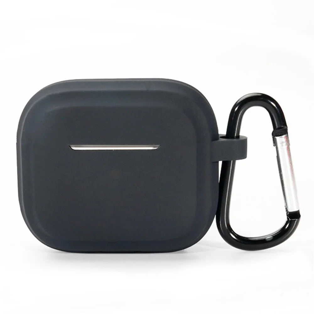 For AirPods Pro 2 Earphone Case Shock Resistant Soft Silicone Cover with Anti-Lost Carabiner - Black - 1