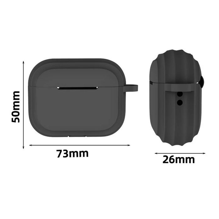 For AirPods Pro 2 Earphone Case Shock Resistant Soft Silicone Cover with Anti-Lost Carabiner - Black - 5