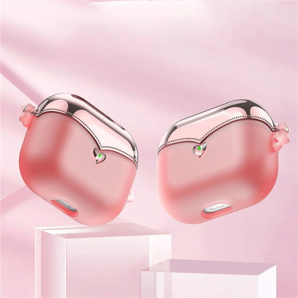 For AirPods Pro (Gen 2) (USB-C) / Pro 2 TPU Wireless Bluetooth-compatible Earphone Case Full Body Shockproof Electroplating Cover with Ring Buckle - Transparent Pink - 3