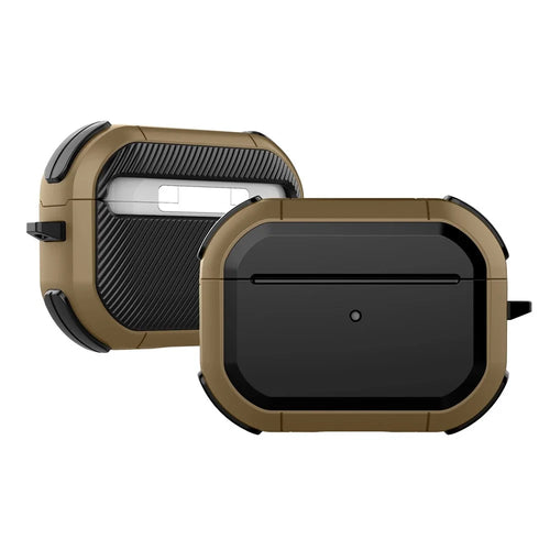 For AirPods Pro (Gen 2) (USB-C) / Pro 2 Bluetooth-compatible Earphone Protective Case TPU+PC Anti-drop Cover with Ring Buckle - Brown - 1