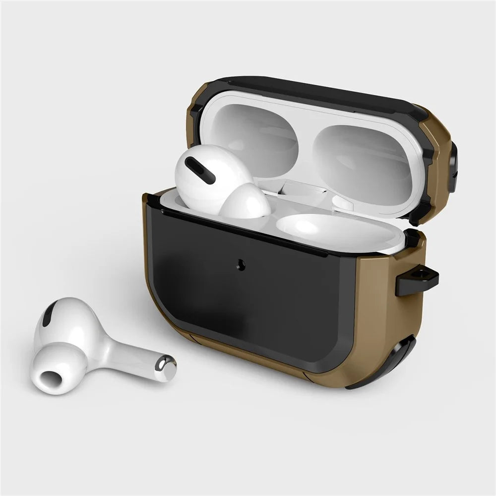 For AirPods Pro (Gen 2) (USB-C) / Pro 2 Bluetooth-compatible Earphone Protective Case TPU+PC Anti-drop Cover with Ring Buckle - Brown - 3