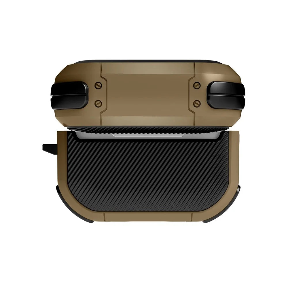 For AirPods Pro (Gen 2) (USB-C) / Pro 2 Bluetooth-compatible Earphone Protective Case TPU+PC Anti-drop Cover with Ring Buckle - Brown - 7