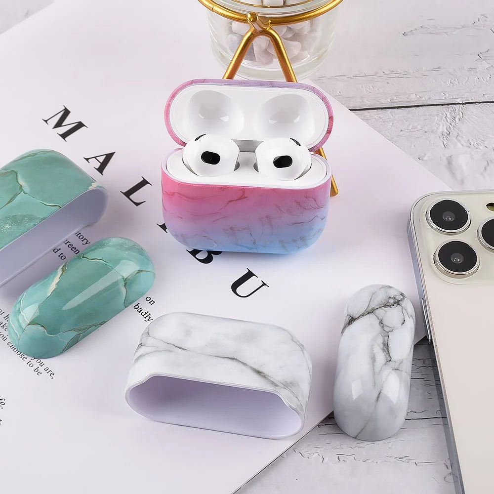 For Apple AirPods Pro (Gen 2) (USB-C) / Pro 2 Anti-drop Hard PC Earbud Case Marble Pattern Bluetooth-compatible Earphone Protective Cover - S04 - 3