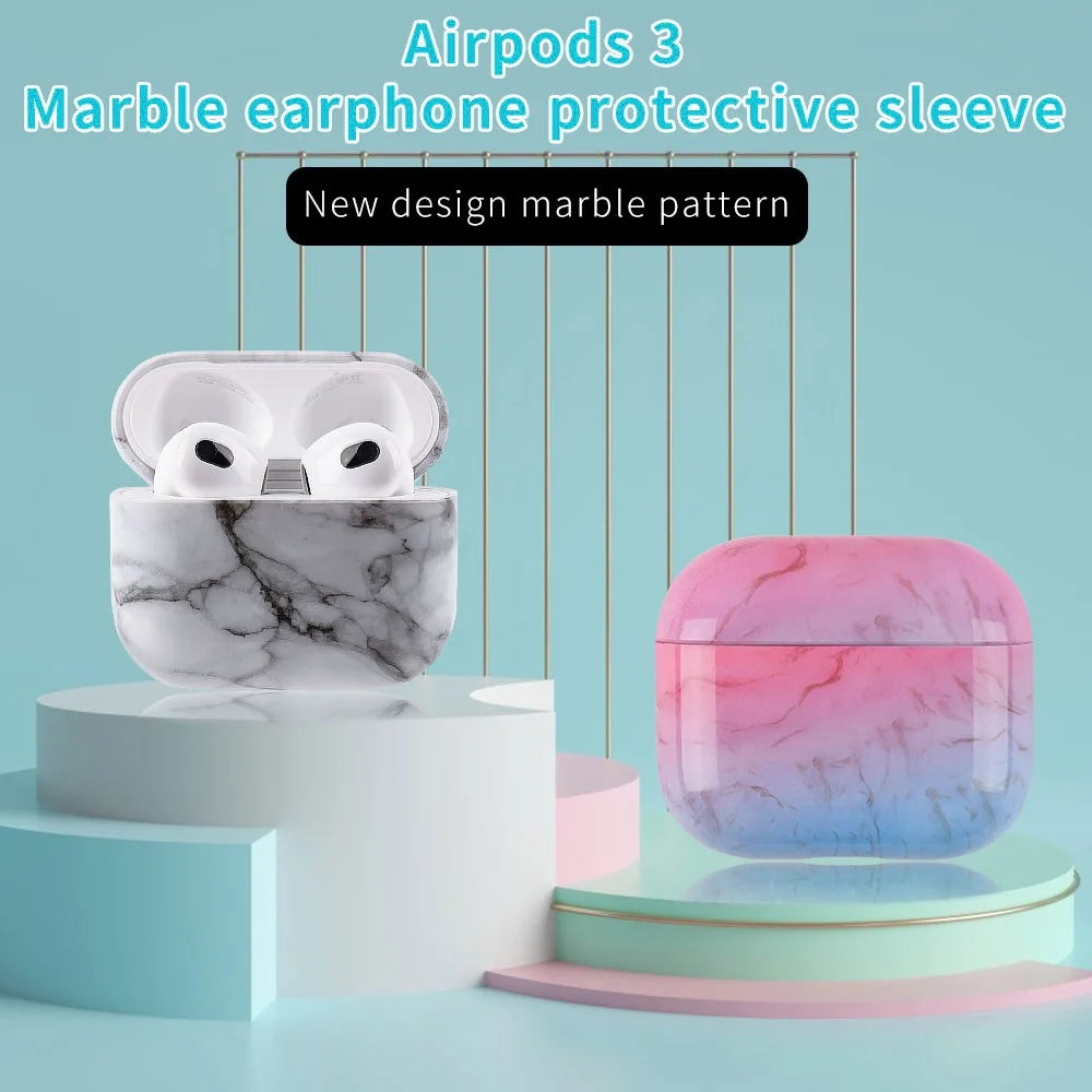 For Apple AirPods Pro (Gen 2) (USB-C) / Pro 2 Anti-drop Hard PC Earbud Case Marble Pattern Bluetooth-compatible Earphone Protective Cover - S04 - 4