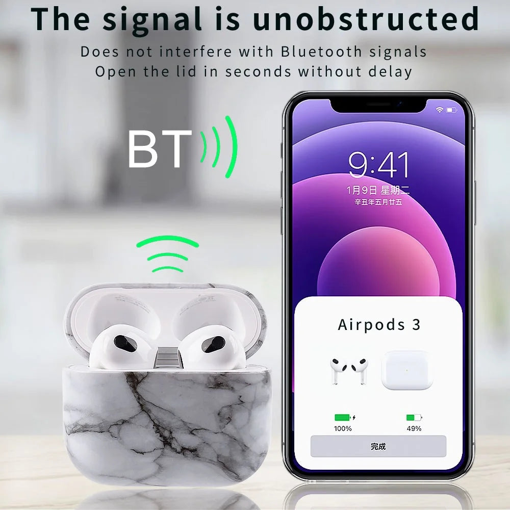 For Apple AirPods Pro (Gen 2) (USB-C) / Pro 2 Anti-drop Hard PC Earbud Case Marble Pattern Bluetooth-compatible Earphone Protective Cover - S04 - 5