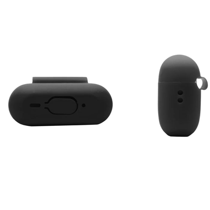 2.0mm Solid Color Silicone Case for Apple AirPods Pro 2, Bluetooth-compatible Earphone Anti-drop Cover with Hanging Strap - Black - 3